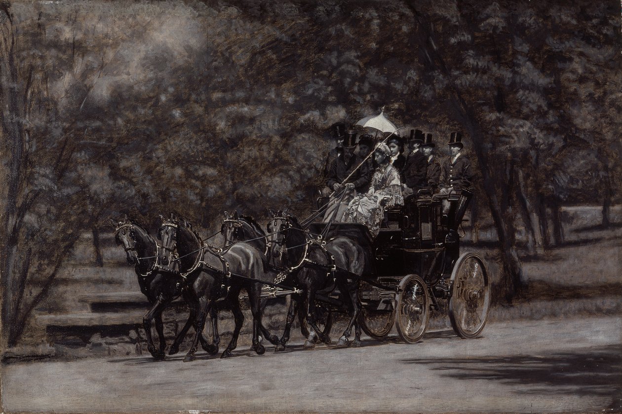 The Fairman Rogers Four-In-Hand (Een meimorgen in het park) door Thomas Eakins