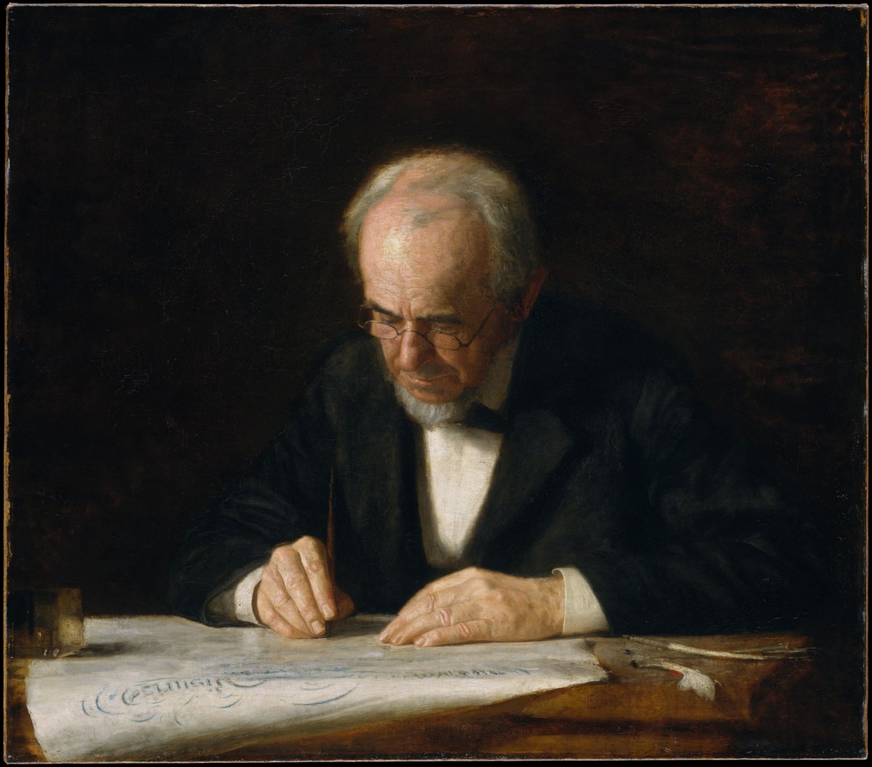 De schrijfmeester door Thomas Eakins