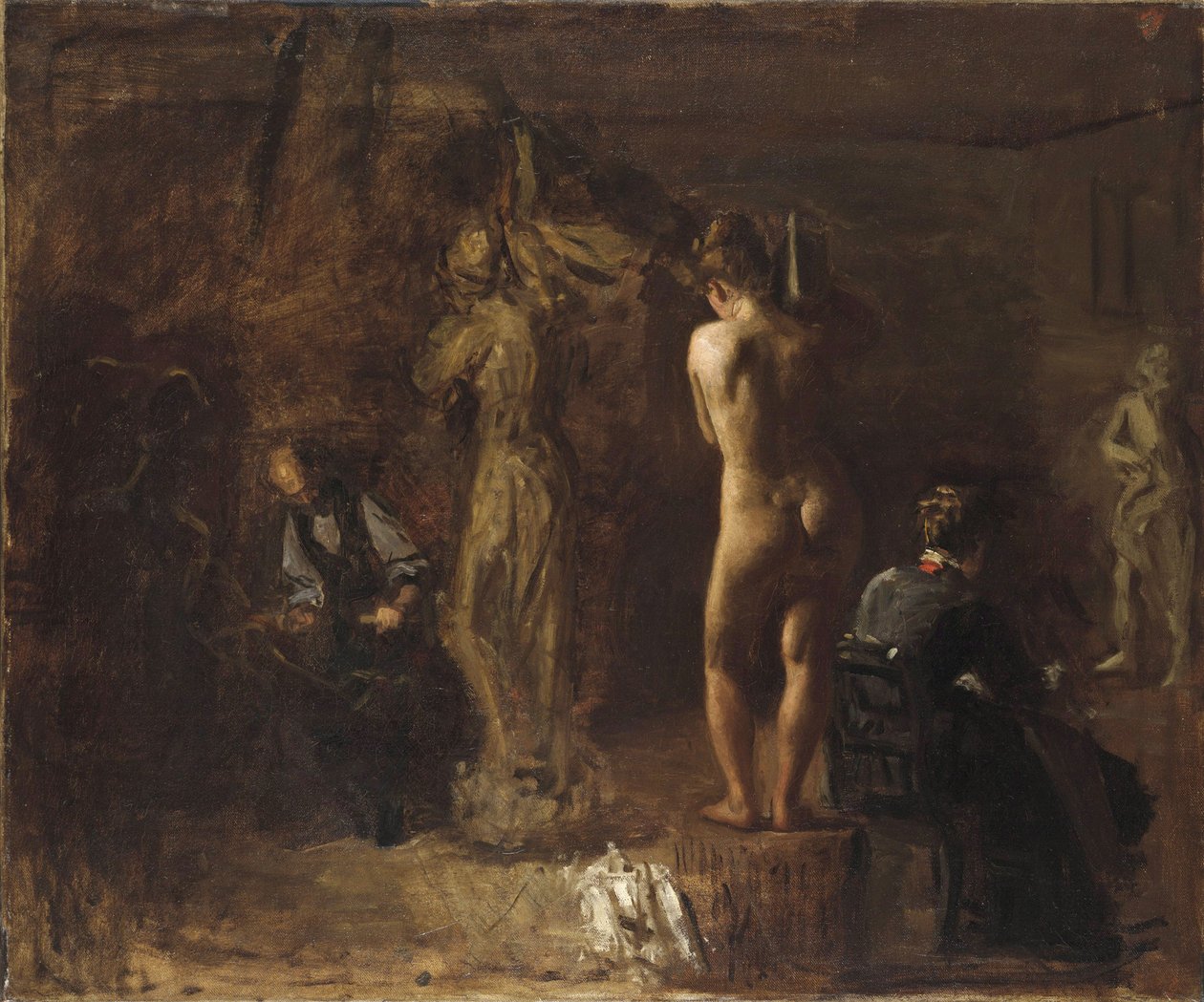 William Rush snijdt zijn allegorische figuur van de Schuylkill River, 1876 door Thomas Eakins