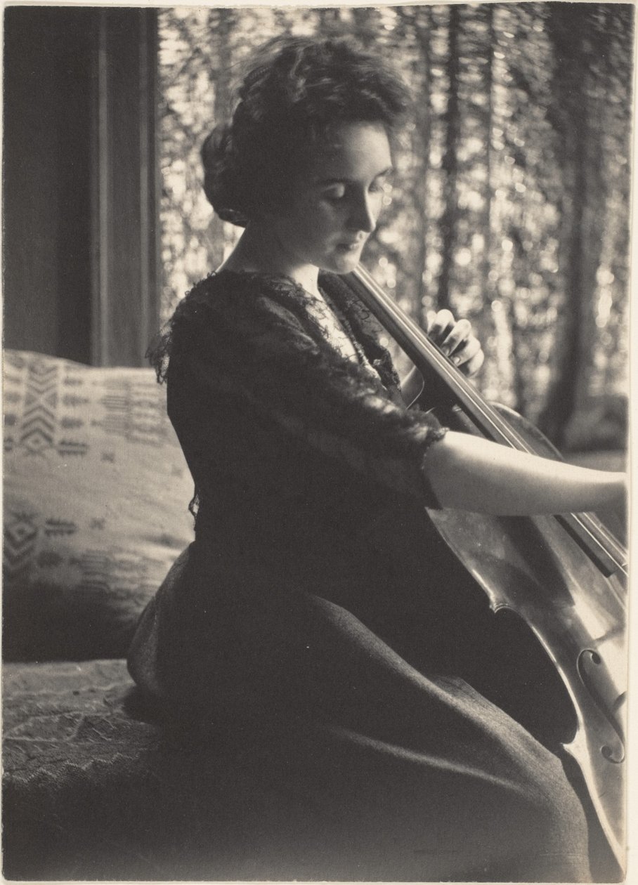 [Vrouw die cello speelt] door Thomas Eakins