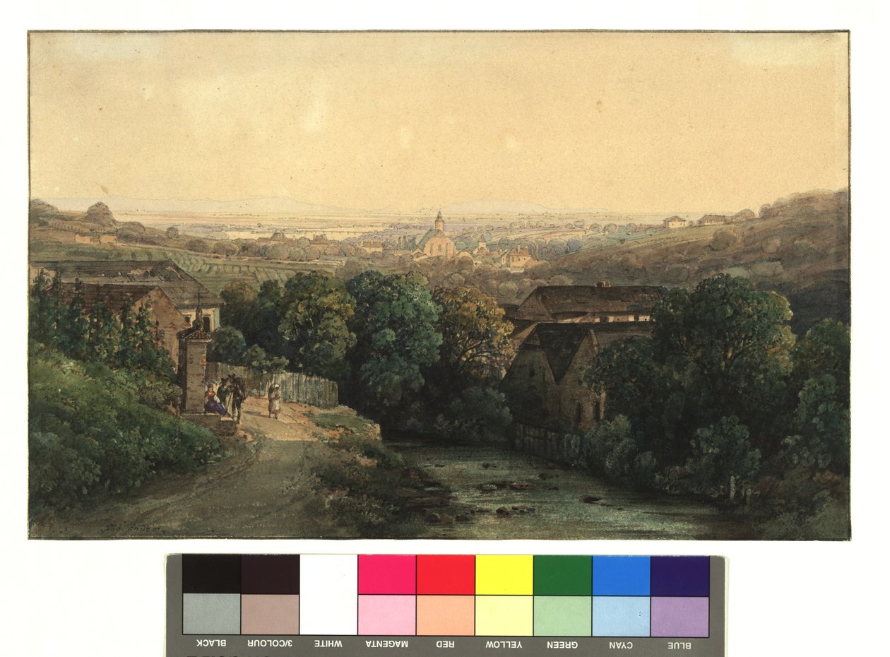Blick auf Heiligenstadt und Wien vom Nußberg aus door Thomas Ender