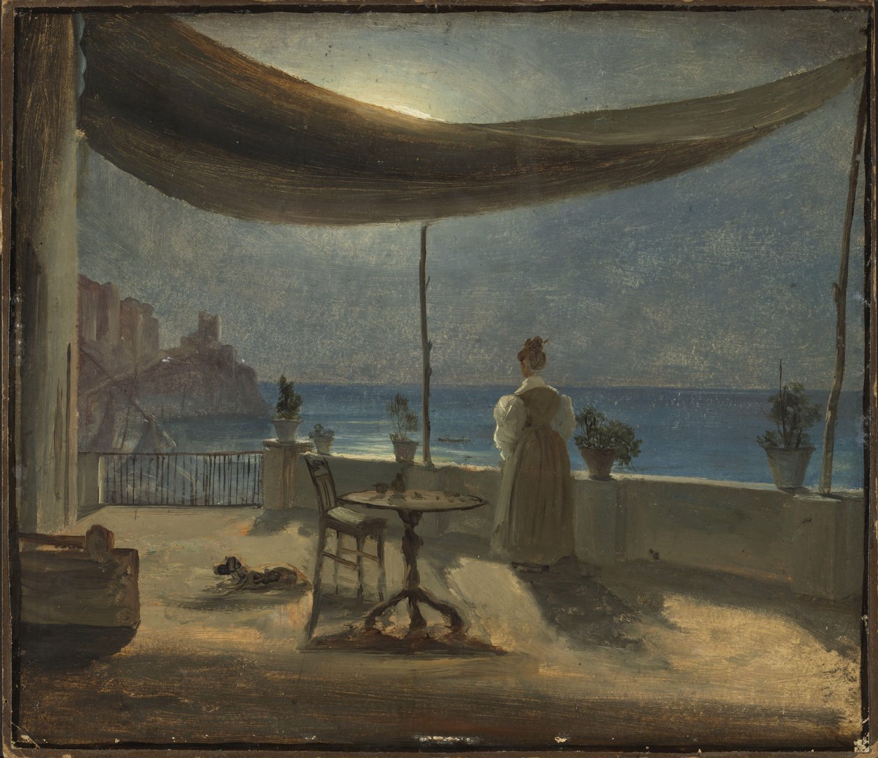 Een terras in Amalfi bij maanlicht, c.1834 door Thomas Fearnley