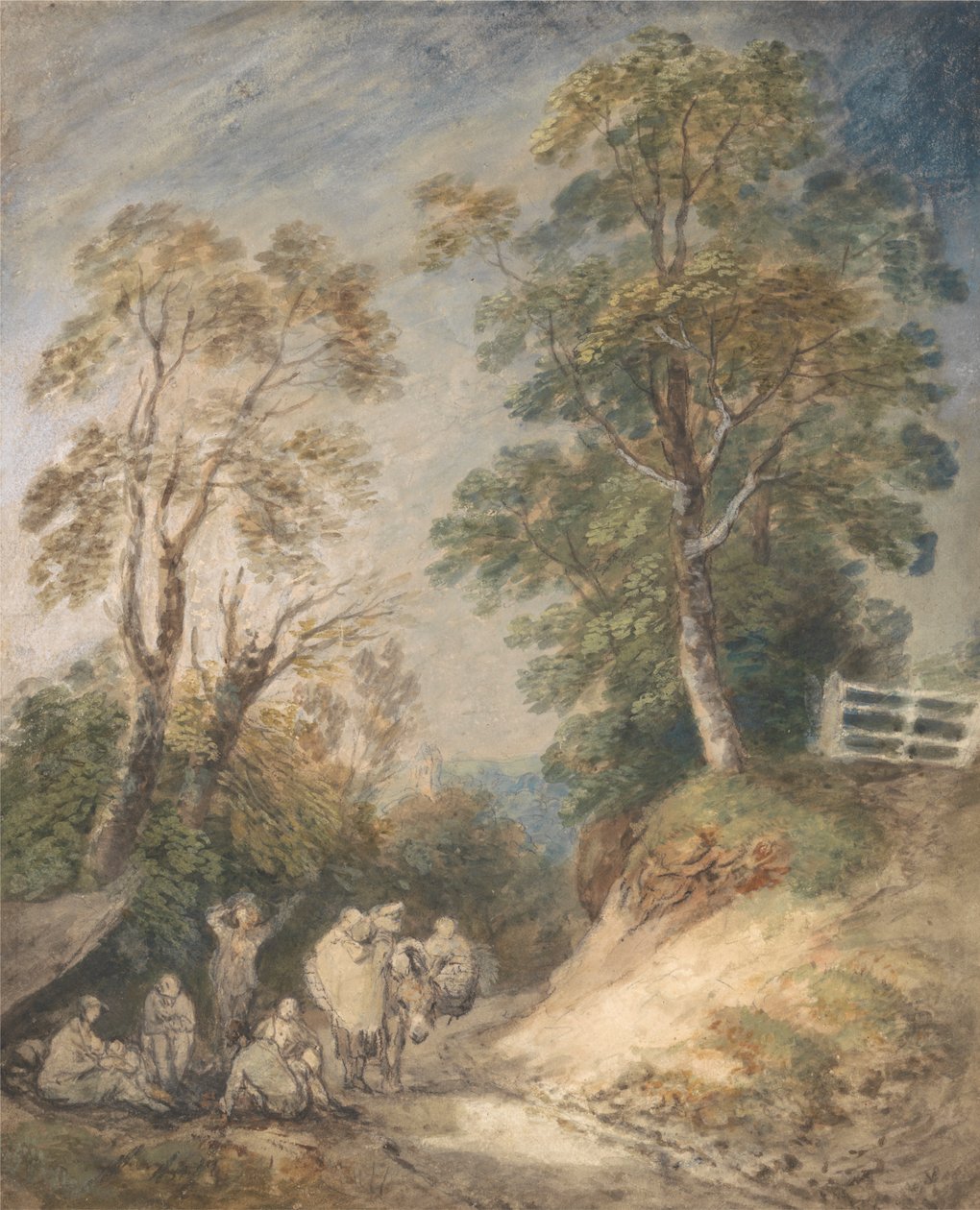 Landweg met rustende zigeuners door Thomas Gainsborough