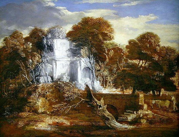 Landschap met een Figuur en Vee door Thomas Gainsborough