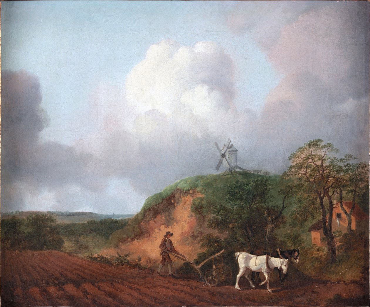 Boer ploegt met twee paarden, 1750-1753 door Thomas Gainsborough