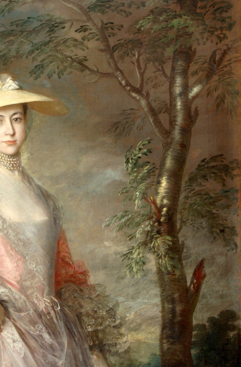 Boomdetail, van een schilderij van Mary, gravin Howe, ca. 1760 door Thomas Gainsborough