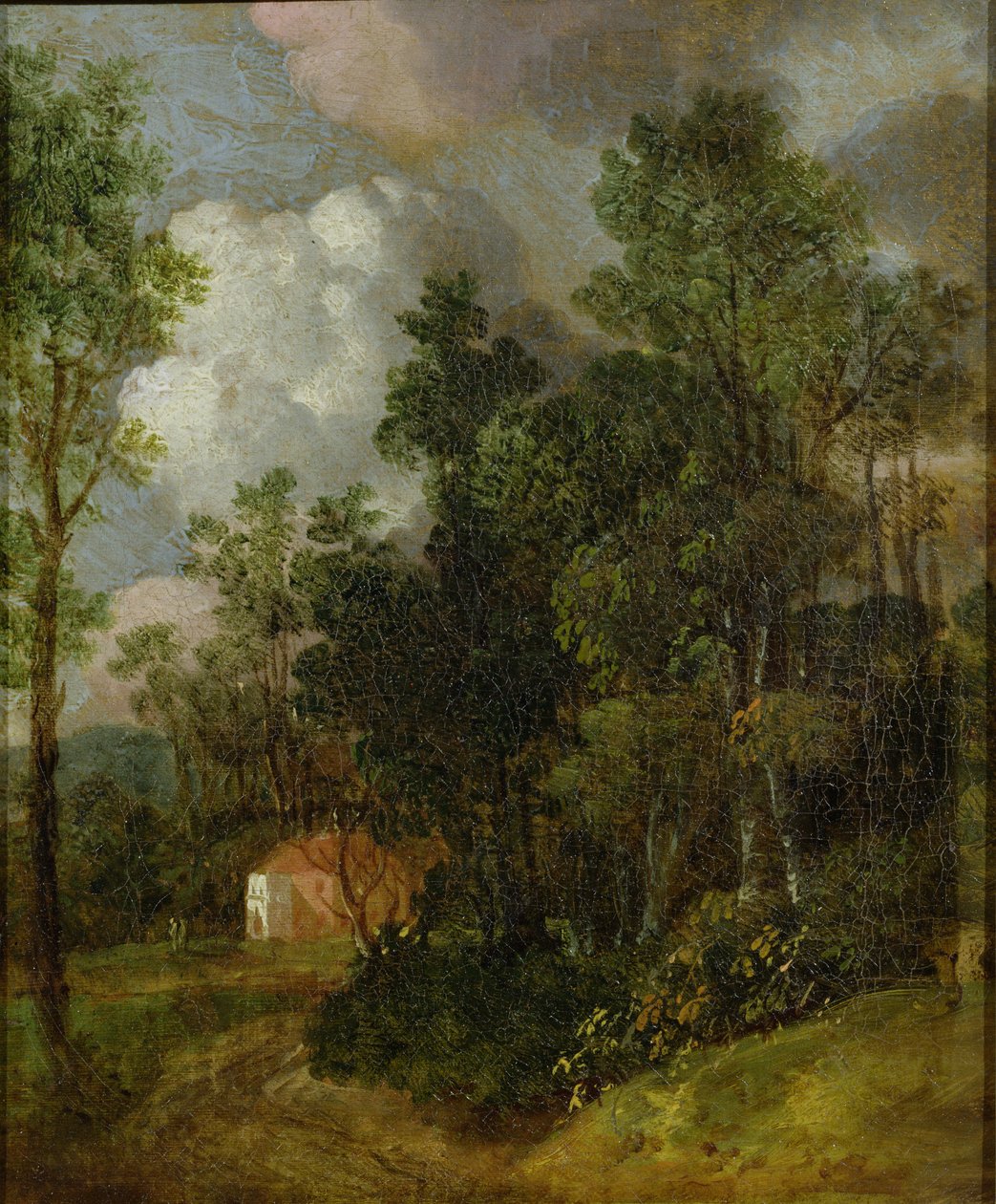 Boslandschap met Landhuis en Twee Figuren, ca. 1752 door Thomas Gainsborough