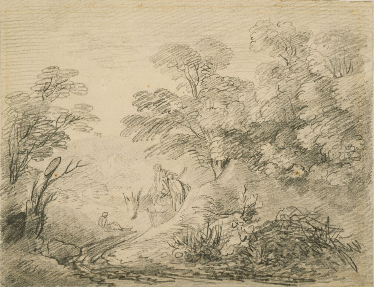 Boslandschap met Ezel en Figuren, c.1759 door Thomas Gainsborough
