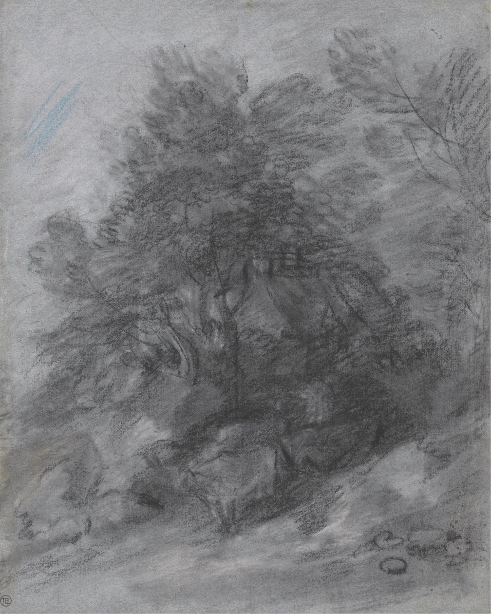 Bosrijk Landschap met Herder, Koeien en Huisje door Thomas Gainsborough