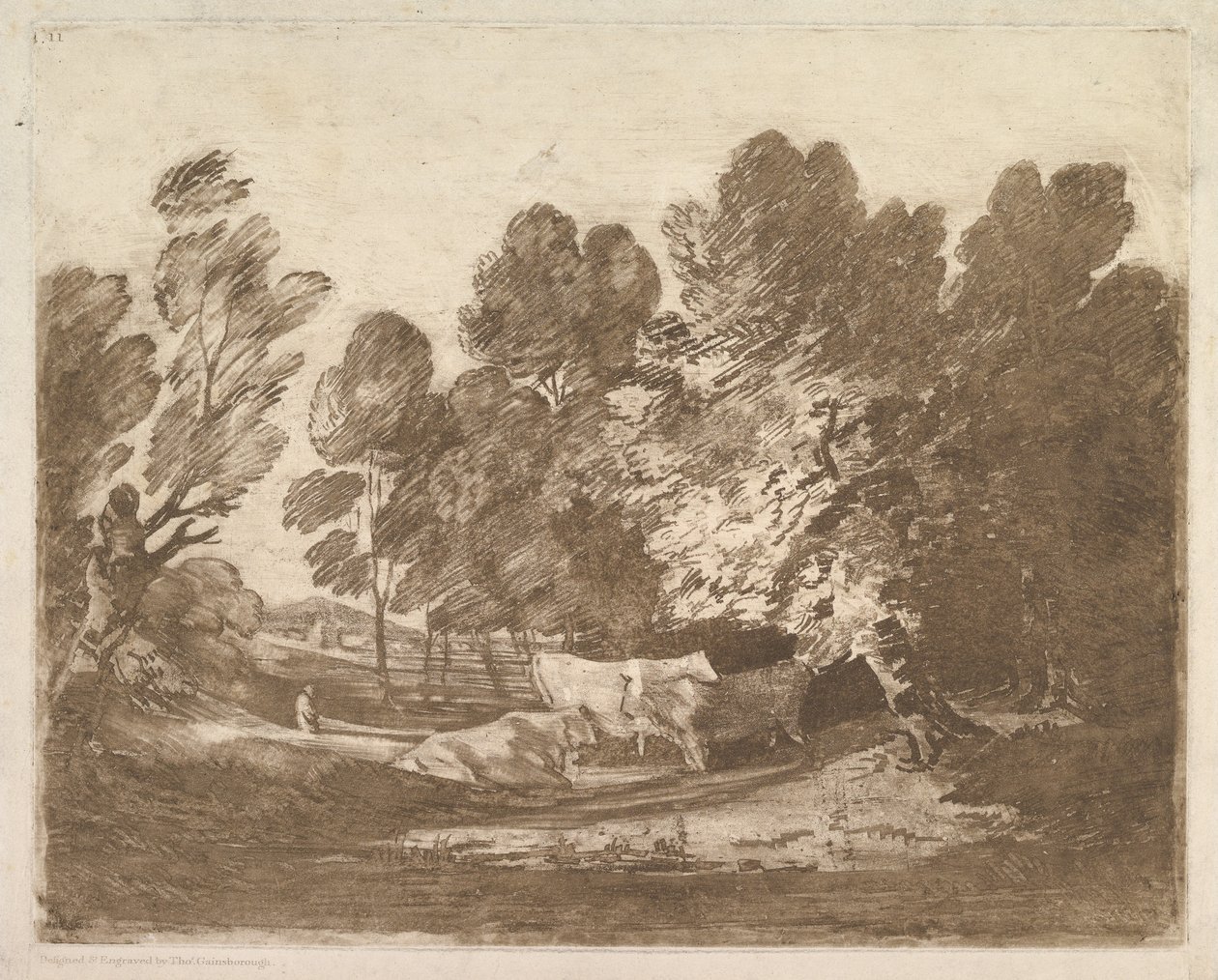 Boslandschap met herders en koeien, 1 augustus 1797 door Thomas Gainsborough