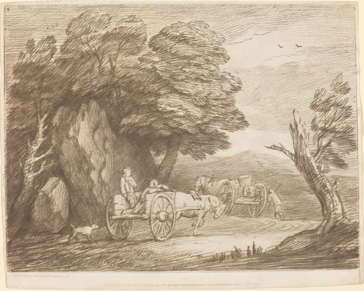 Boslandschap met Twee Landelijke Karren en Figuren door Thomas Gainsborough