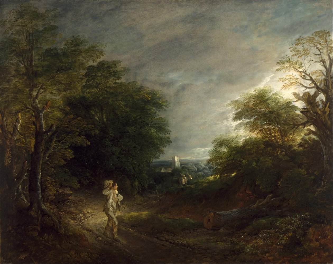 Boslandschap met een houthakker door Thomas Gainsborough