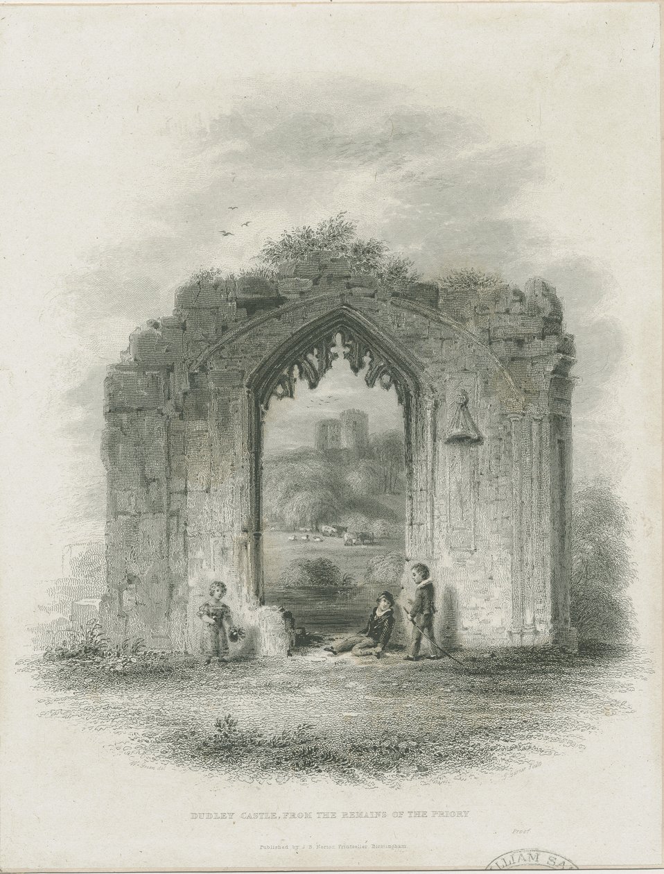 Dudley Kasteel - De Donjon: gravure (vignet), nd [?19e eeuw] door Thomas Garner