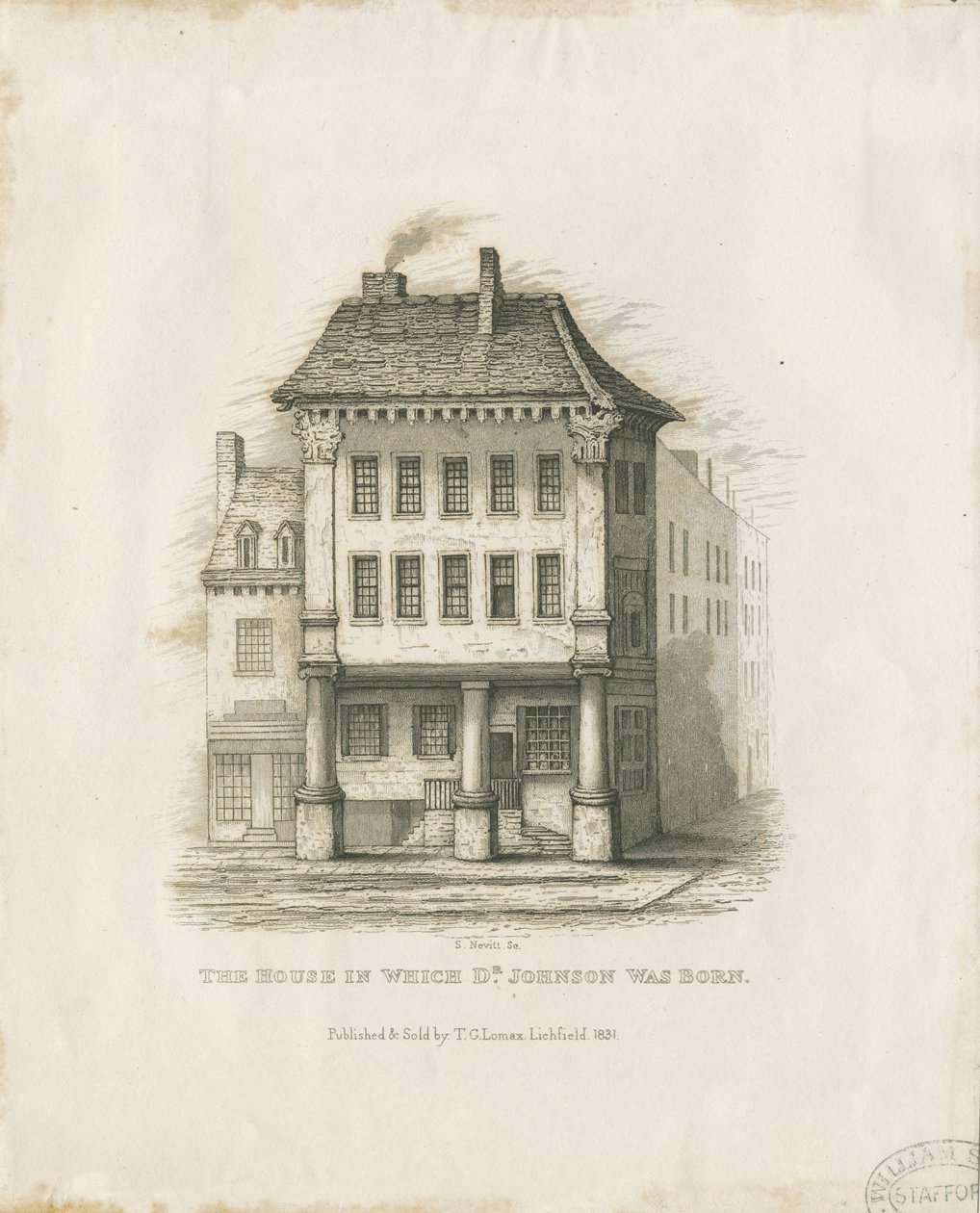 Lichfield - Geboorteplaats van Dr. Johnson: gravure door Thomas George Lomax