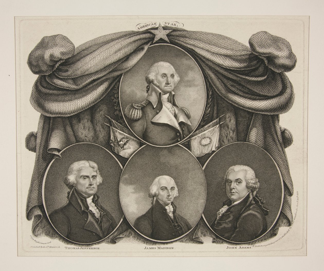 Thomas Jefferson, James Madison, John Adams door Thomas Gimbrede