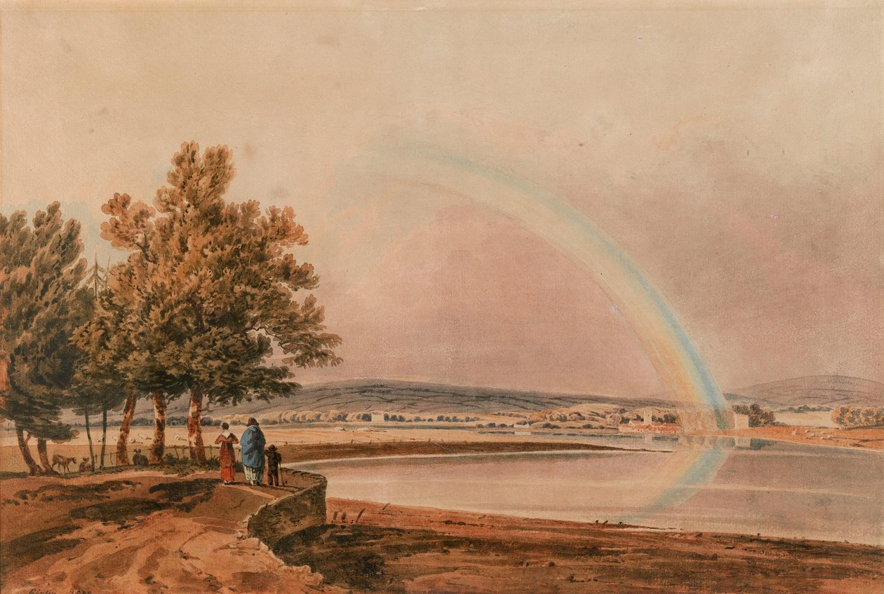 Een regenboog boven de rivier de Exe, Devon door Thomas Girtin