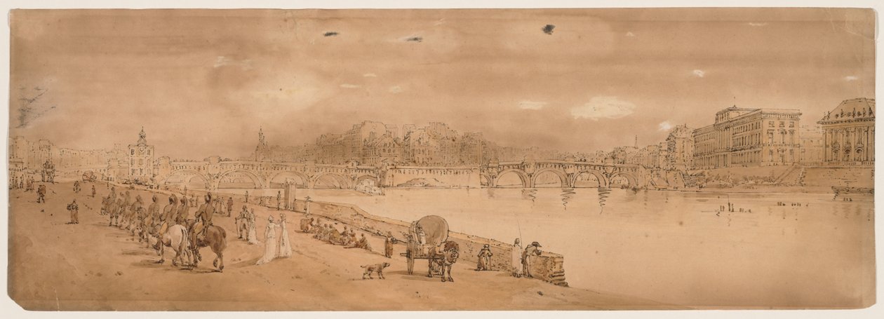 Een Selectie van Twintig van de Meest Schilderachtige Uitzichten in Parijs: Uitzicht op Pont Neuf, en de Munt door Thomas Girtin