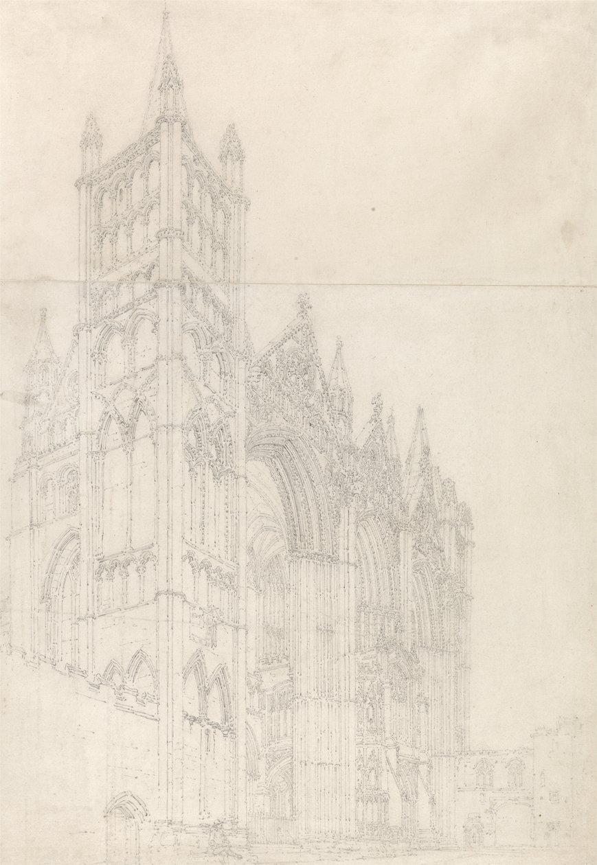 Kathedraal van Peterborough, Huntingdonshire door Thomas Girtin