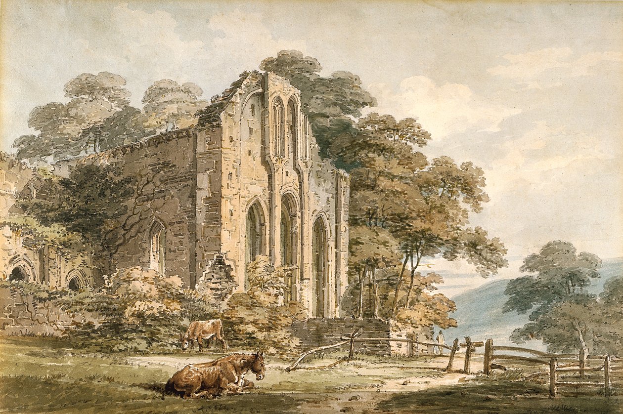 Valle Crucis Abbey, Denbighshire, Noord-Wales door Thomas Girtin