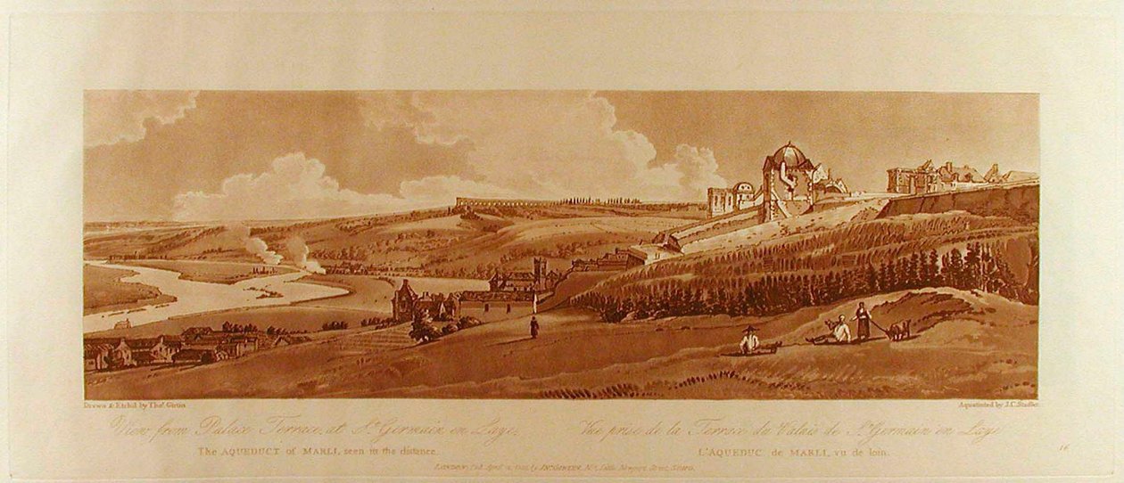 Blick von der Palastterrasse in St. Germain, das Aquädukt von Marli in der Ferne door Thomas Girtin