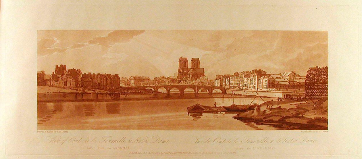Ansicht der Pont de la Tournelle & Notre Dame vom Arsenal aus door Thomas Girtin