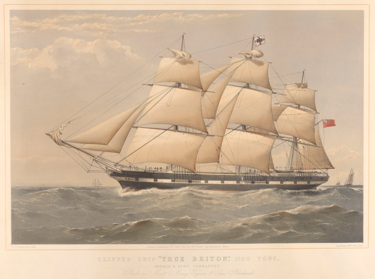 Clipper Ship True Briton 1100 Ton door Thomas Goldsworth Dutton