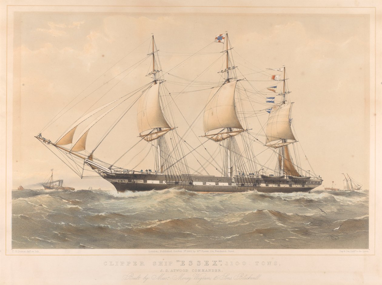 Clipper schip Essex 1100 ton door Thomas Goldsworth Dutton