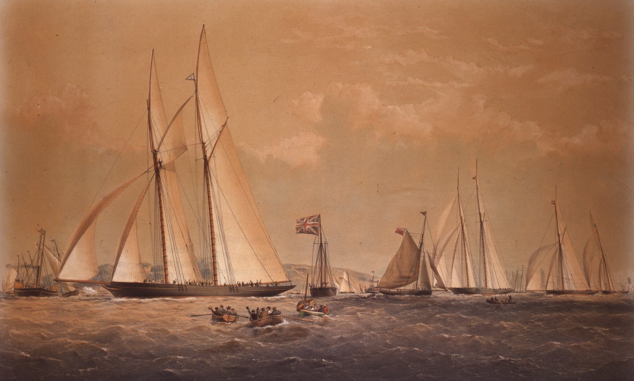 De Cambria wint de Anglo-Amerikaanse jachtrace, 1868 door Thomas Goldsworth Dutton