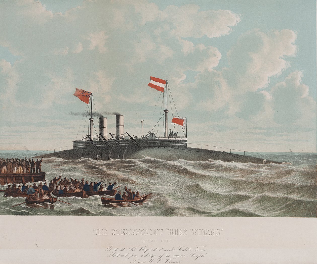Het stoomjacht Ross Winan (sigaarboot), gebouwd in Millwall (Engeland) door Thomas Goldsworth Dutton