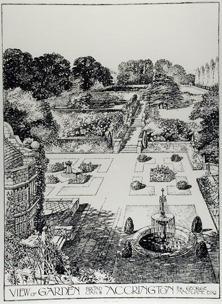 Uitzicht op tuin, Broad Oak, Accrington, uit 
