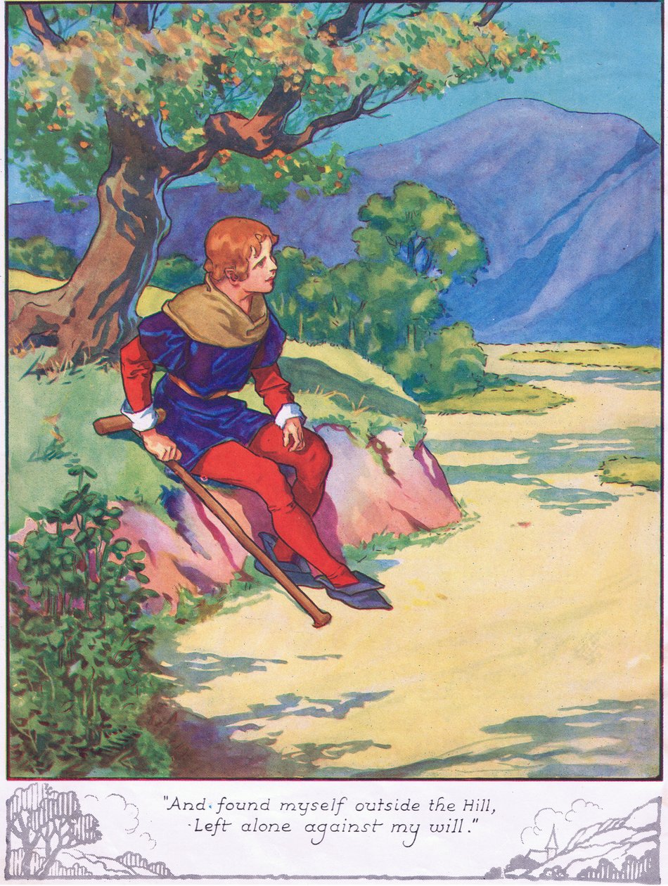 "En bevond me buiten de heuvel, alleen gelaten tegen mijn wil" (kleurenlitho) door Thomas Heath Robinson