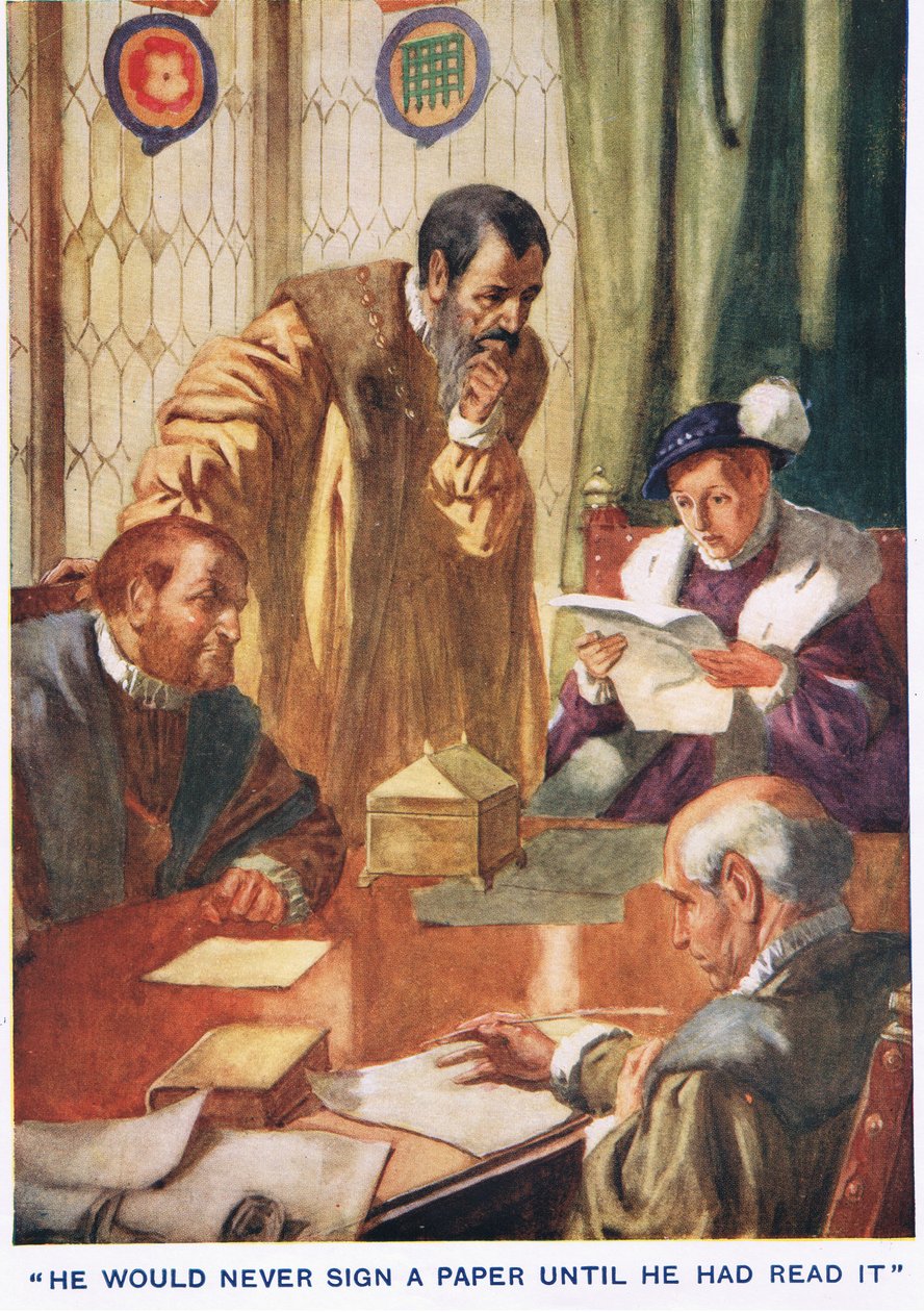 Hij zou nooit een document ondertekenen voordat hij het gelezen had door Thomas Heath Robinson