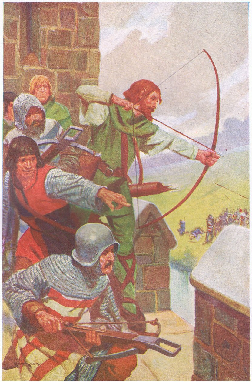 Nu begon het beleg van Uterysdale, dat enkele weken duurde (kleurenlitho) door Thomas Heath Robinson