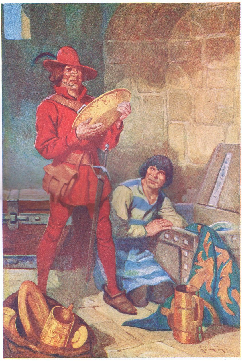 Zonder tijd te verliezen doorzochten de twee de voorraad platen van de sherrif (kleurenlitho) door Thomas Heath Robinson