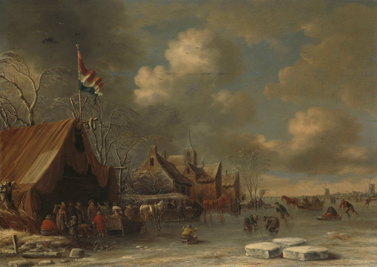 Genieten van het ijs, 1677 door Thomas Heeremans