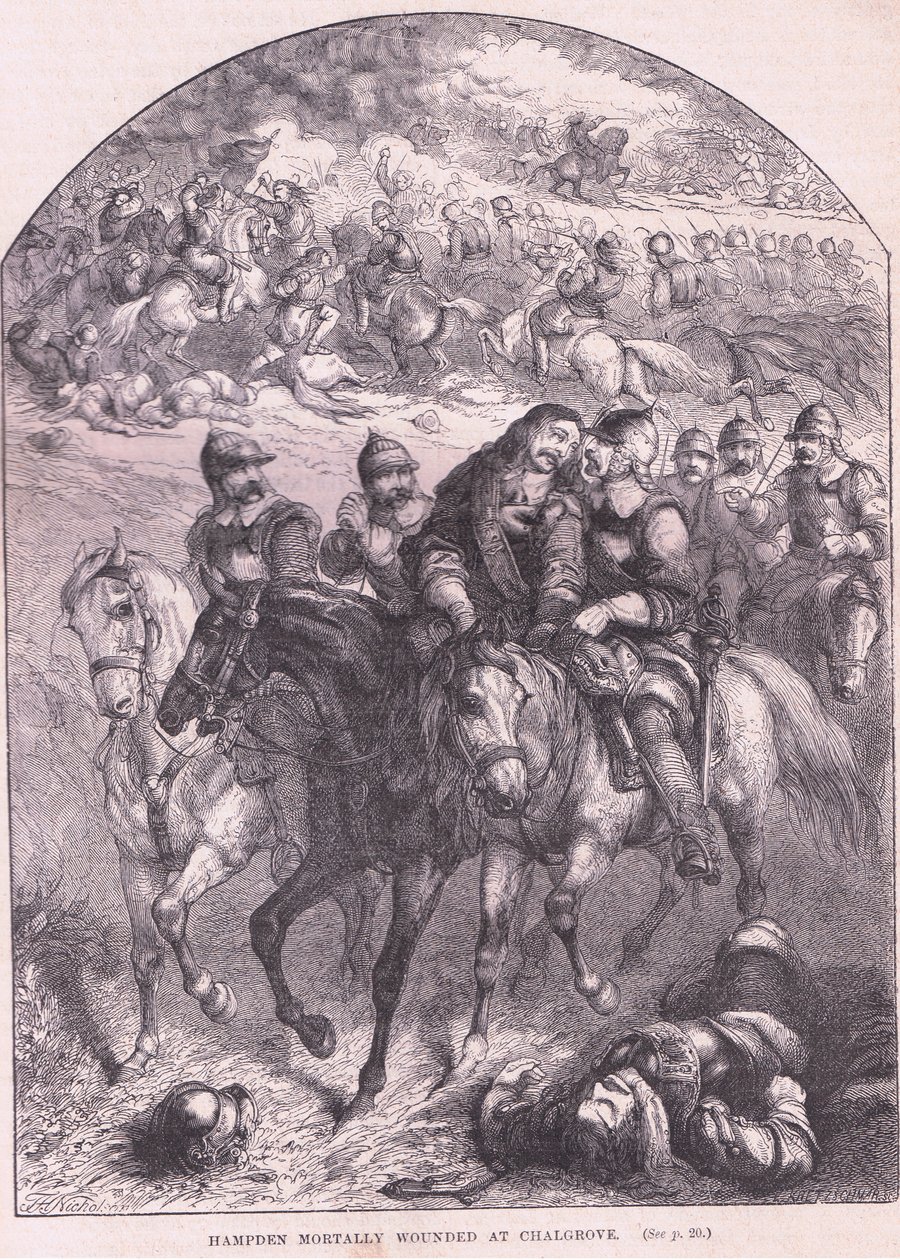Hampden dodelijk gewond bij Chalgrove AD 1643 door Thomas Henry Nicholson