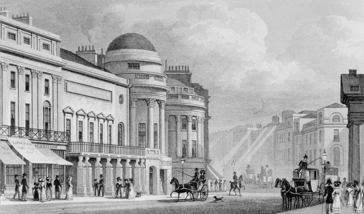 Harmonische Instelling, Regent Street, Londen. 1827 door Thomas Hosmer Shepherd