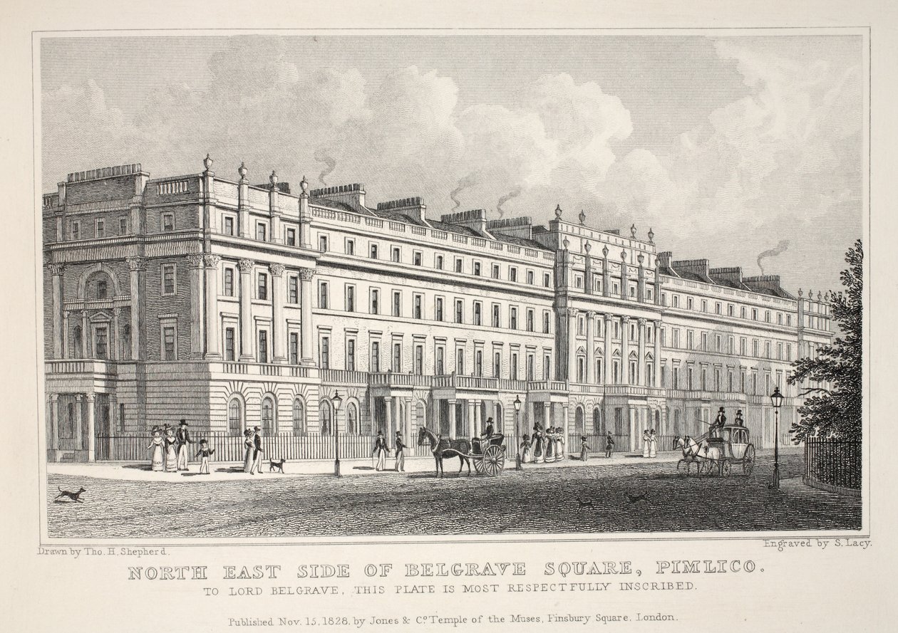 Noordoostzijde van Belgrave Square, Pimlico, uit 