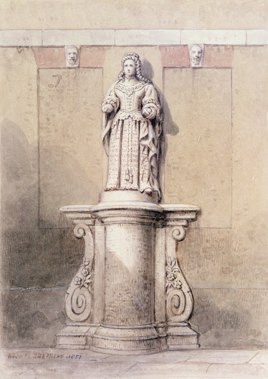 Standbeeld van Koningin Anne aan de Oostkant van Queen Square, 1851 door Thomas Hosmer Shepherd