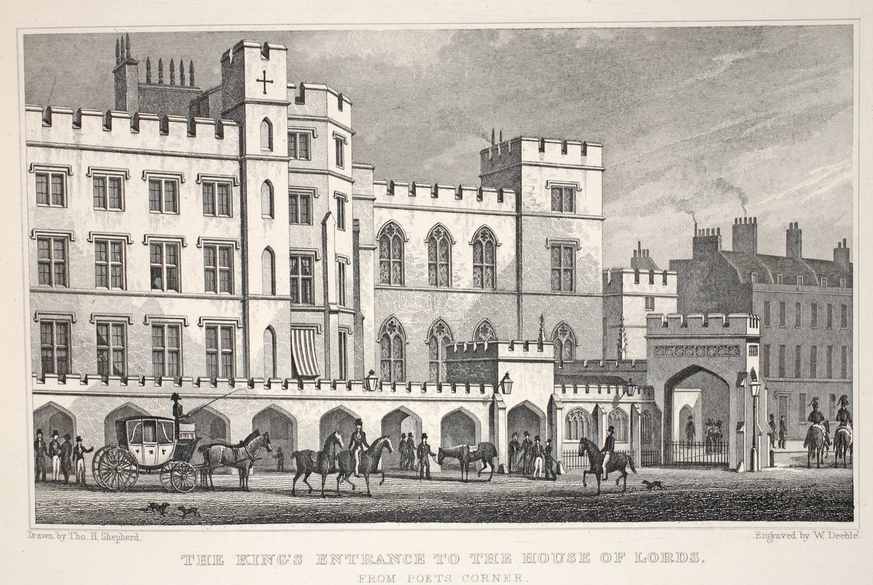 De koninklijke ingang naar het House of Lords vanaf Poets Corner, uit 