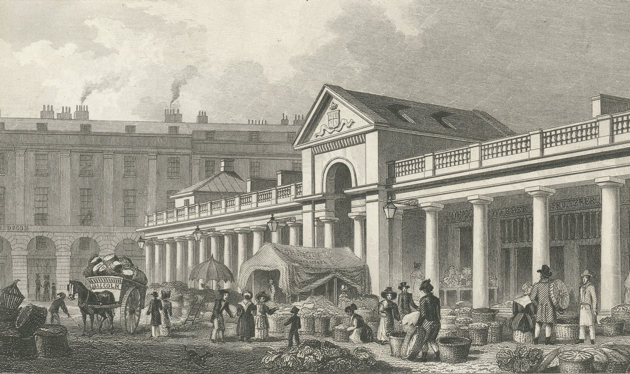 De N.W. gevel van de nieuwe Covent Garden markt, 1827-30 door Thomas Hosmer Shepherd