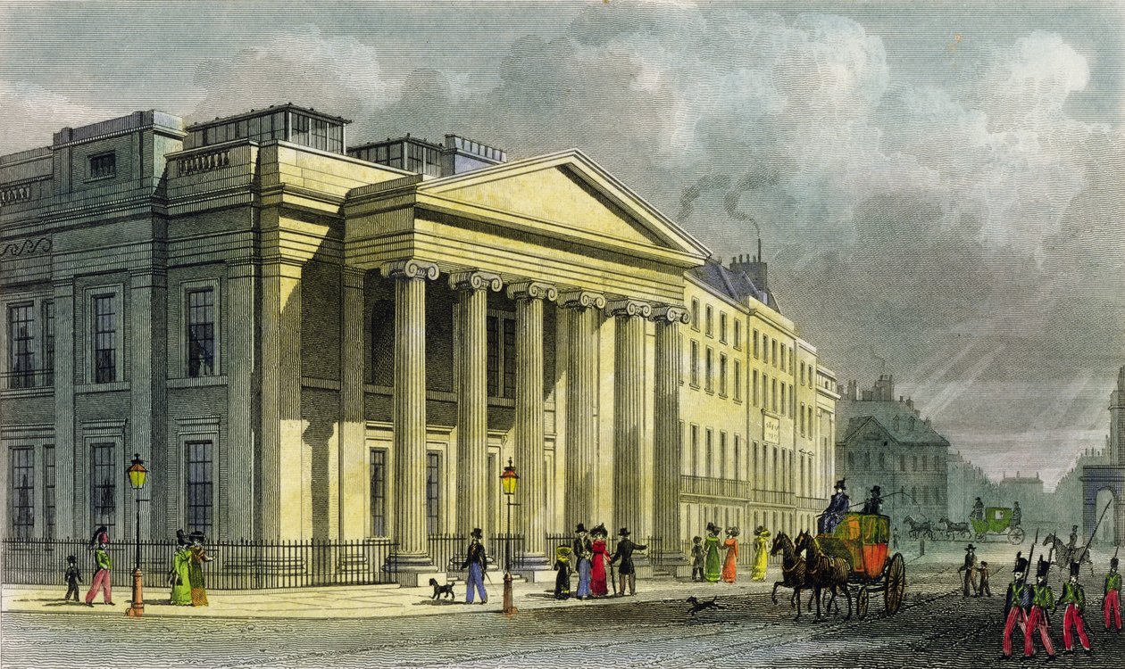 Het nieuwe College van Artsen, Pall Mall, Oost, gegraveerd door Thomas Barber door Thomas Hosmer Shepherd