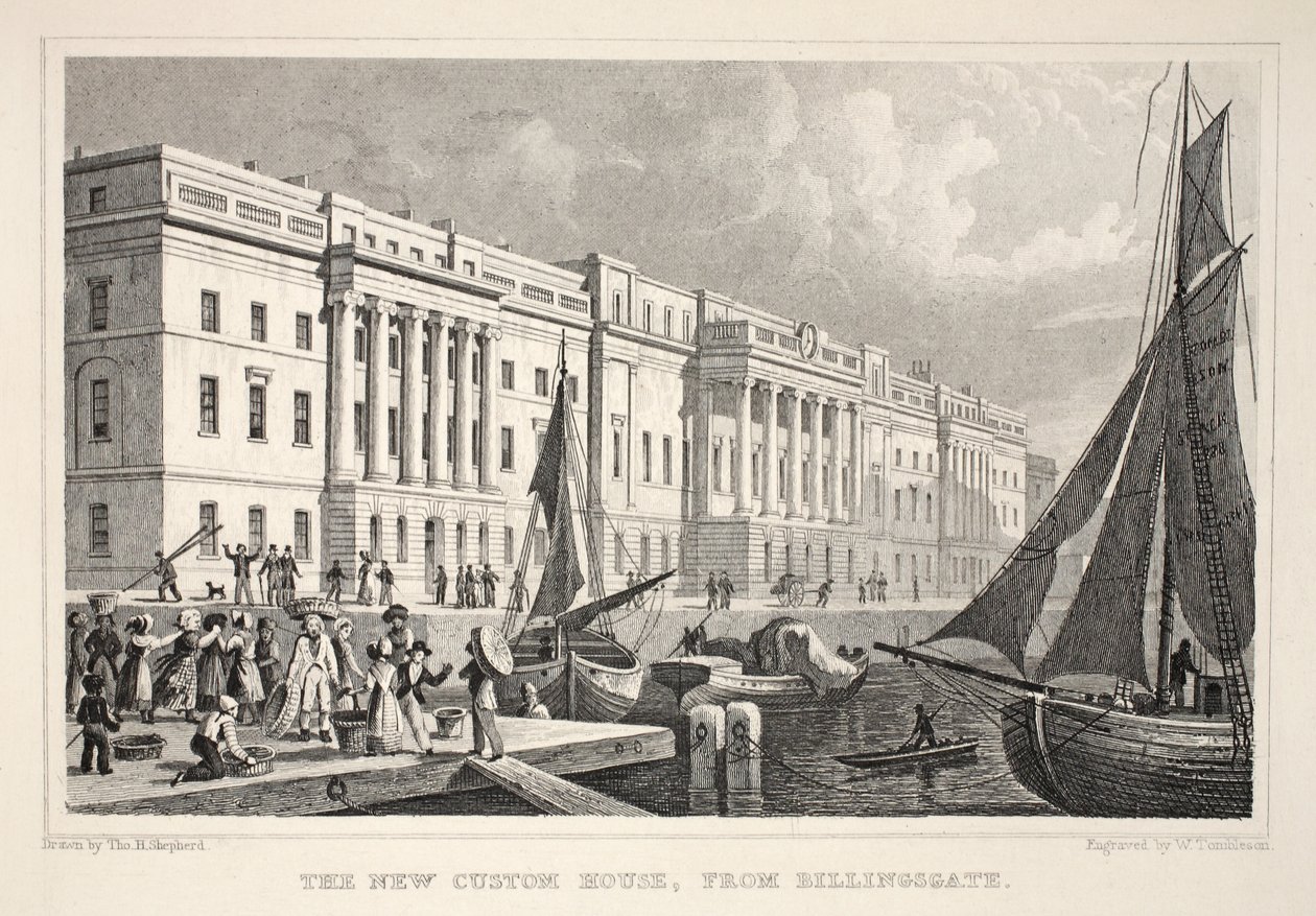 Het nieuwe douanehuis, vanaf Billingsgate, uit 