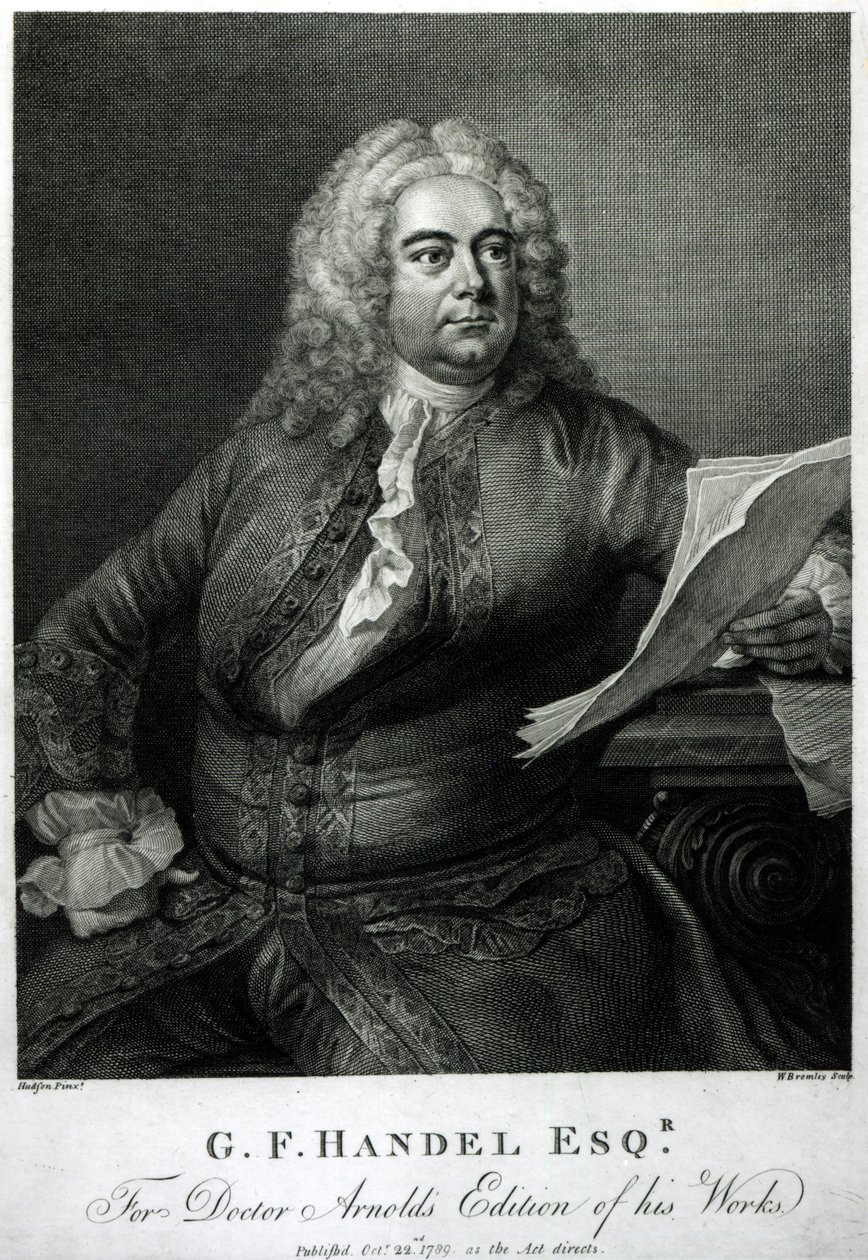 George Frederick Handel, gegraveerd door William Bromley voor Doctor Arnold