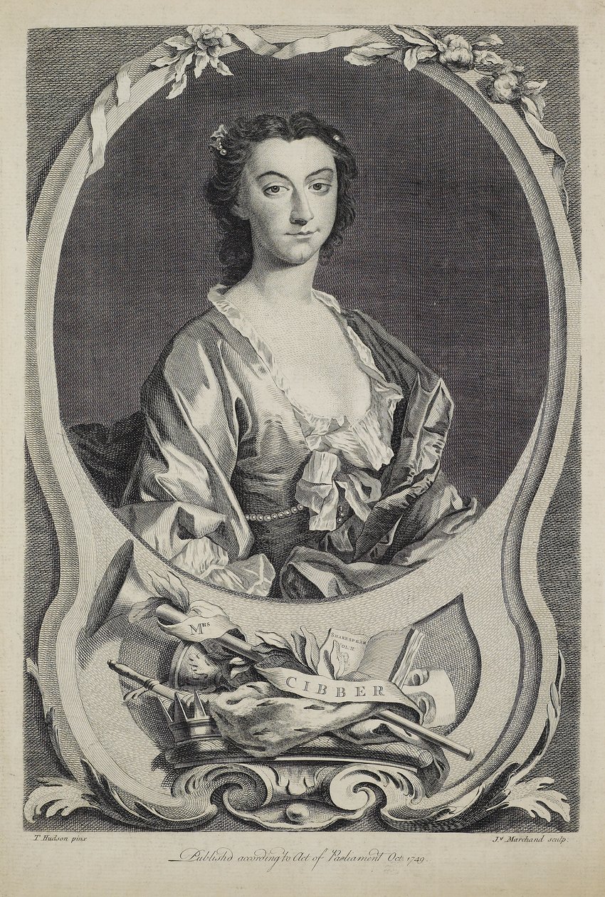 Mevrouw Cibber, gegraveerd door J. Marchand (fl.1749), 1749 door Thomas Hudson
