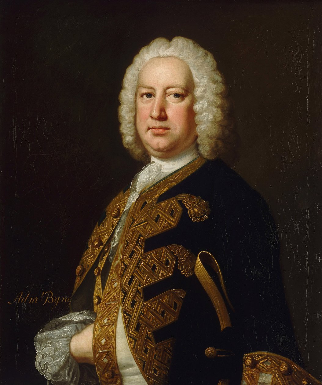 Portret van admiraal John Byng door Thomas Hudson
