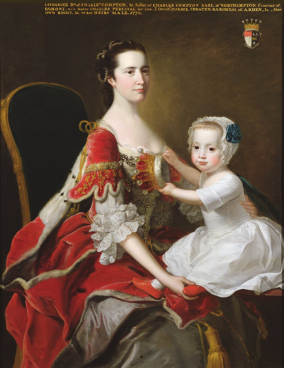 Portret van Catherine Compton, gravin van Egmont en haar oudste zoon Charles Perceval, 1758 door Thomas Hudson