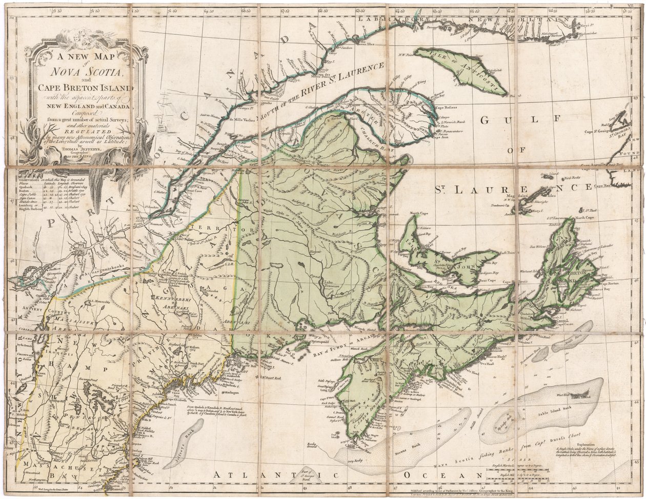Een kaart van Nova Scotia door Jefferys door Thomas Jefferys