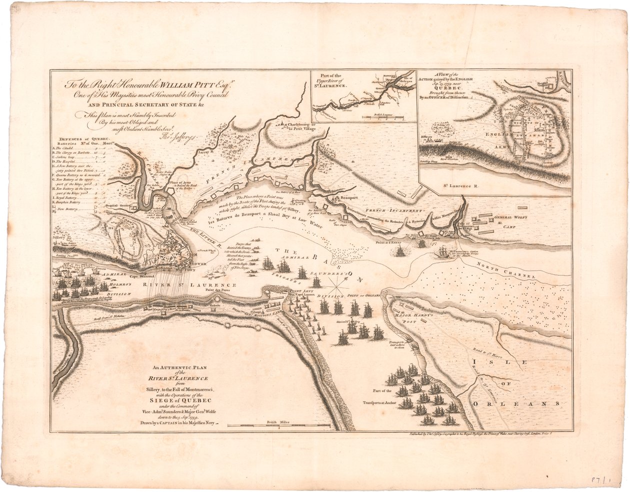 Een plan van de rivier St. Laurence door Jeffreys door Thomas Jefferys