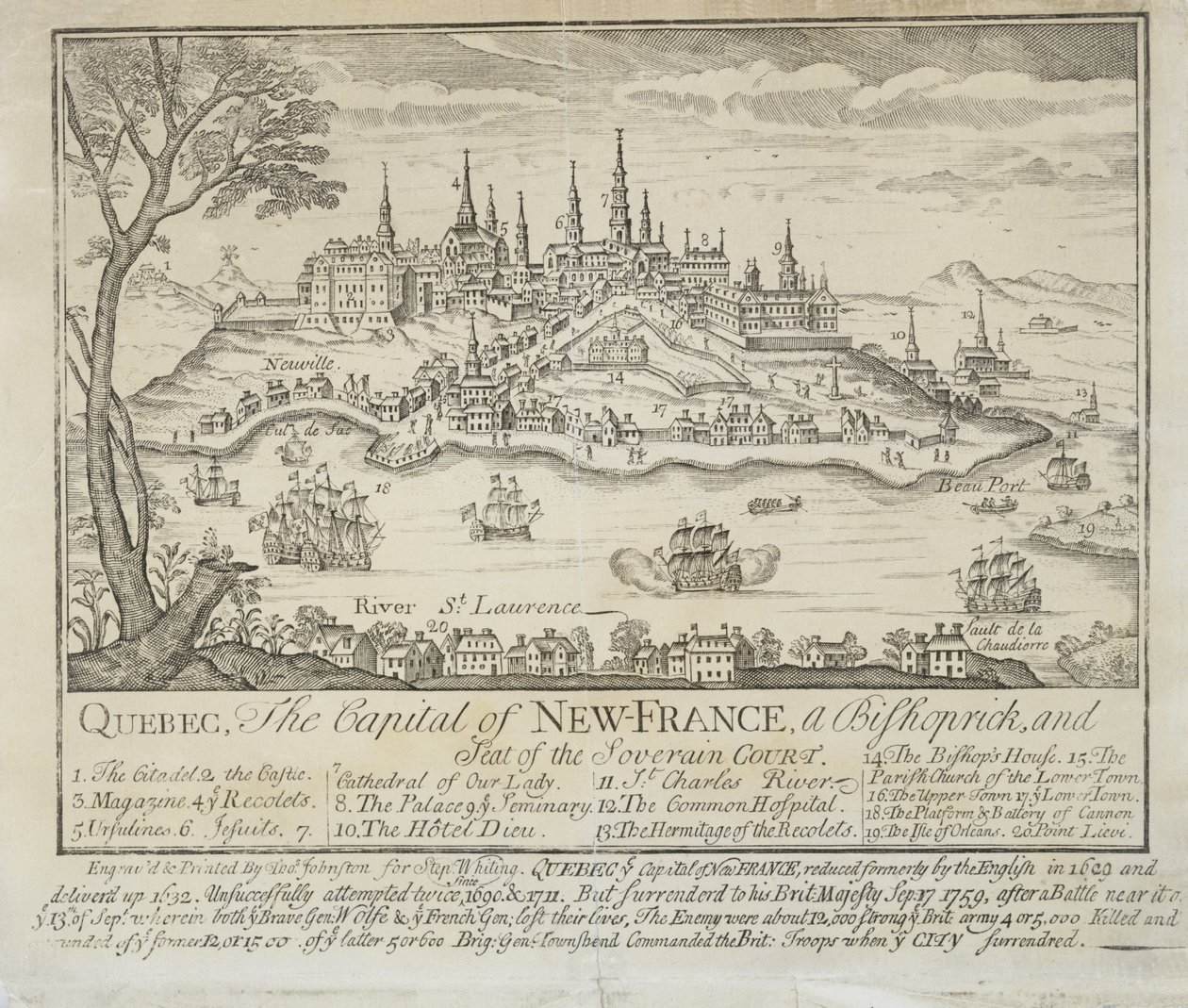 QUEBEC, de hoofdstad van NIEUW-FRANKRIJK, een bisschopszetel en zetel van het Soevereine Hof door Thomas Johnston